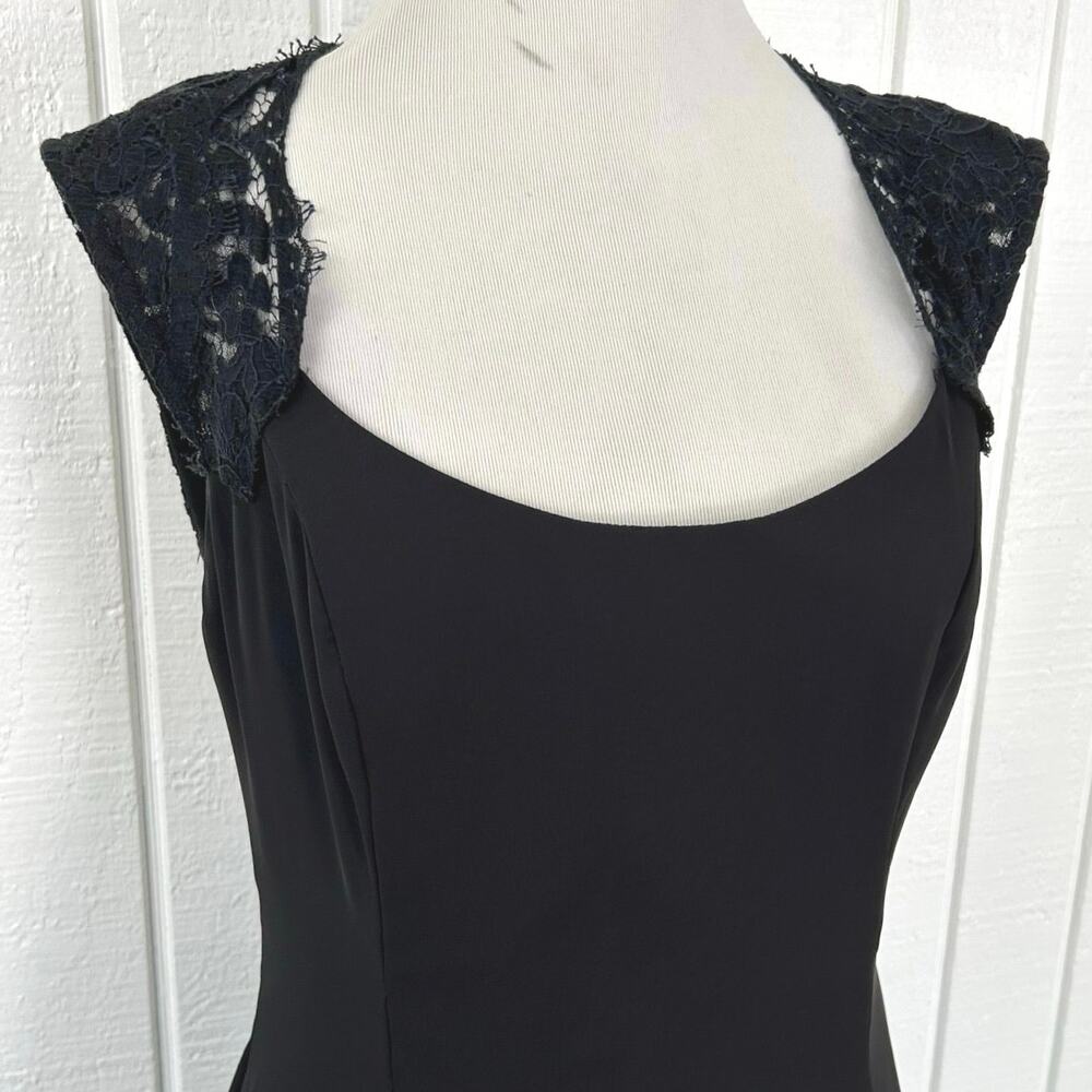 Alvina Valenta Maids Black Lace Open Back Formal Gown Maxi Dress Size 12 - Picture 3 of 9